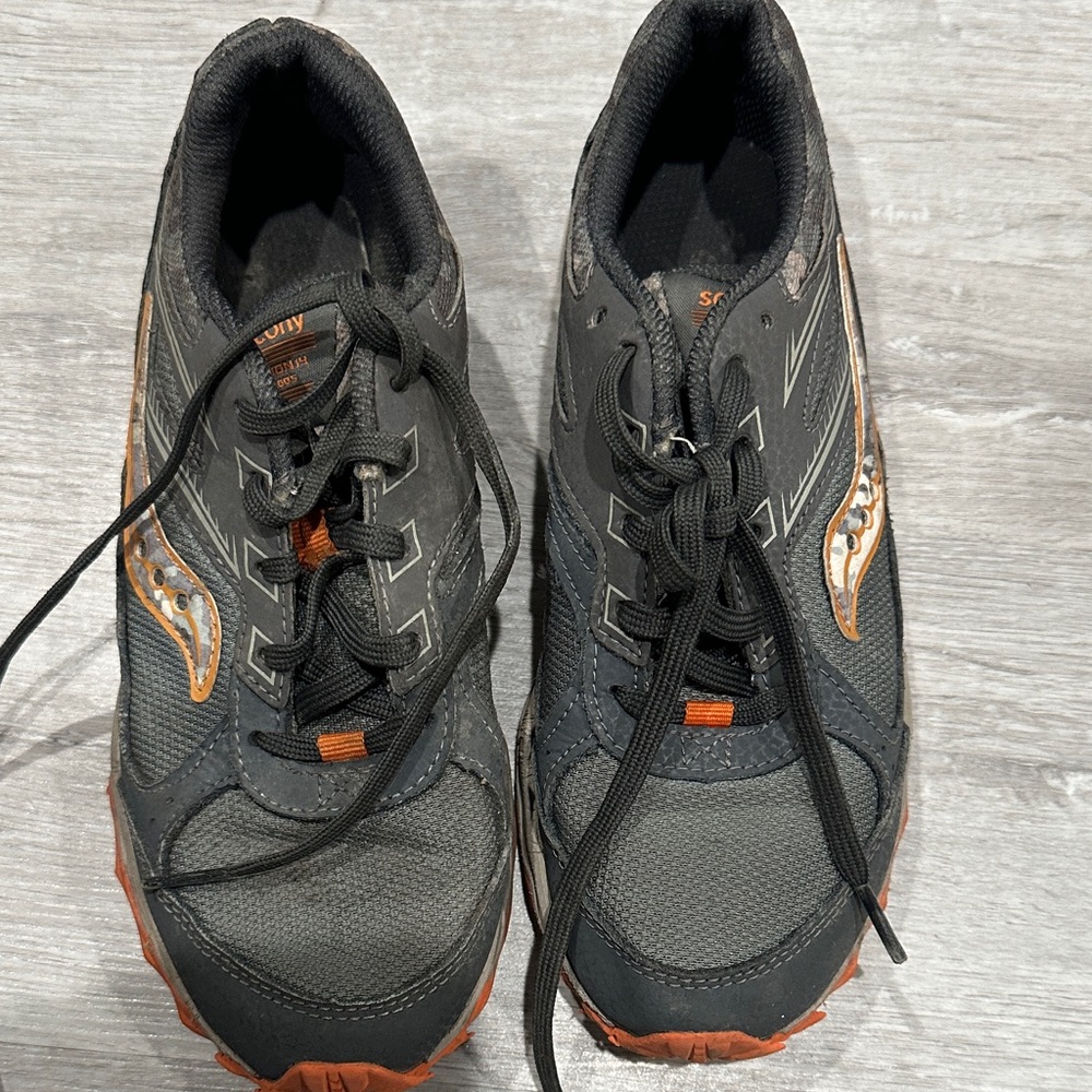 Saucony Kids Black and Orange Trail Running Shoes